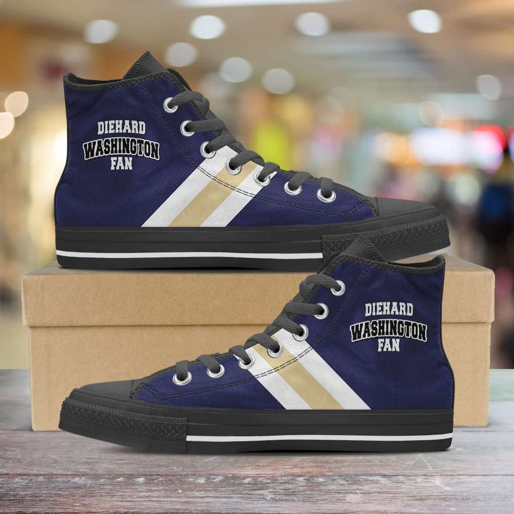 Designs by MyUtopia Shout Out:Diehard Washington Huskies Fan Canvas High Top Shoes - Purple,Men's / Mens US 5 (EU38) / Purple,High Top Sneakers