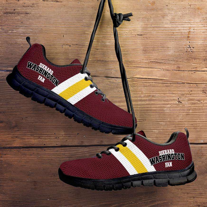 Designs by MyUtopia Shout Out:Diehard Washington Redskins Fan Running Shoes,Child 11 (EU28) / Burgundy,Running Shoes