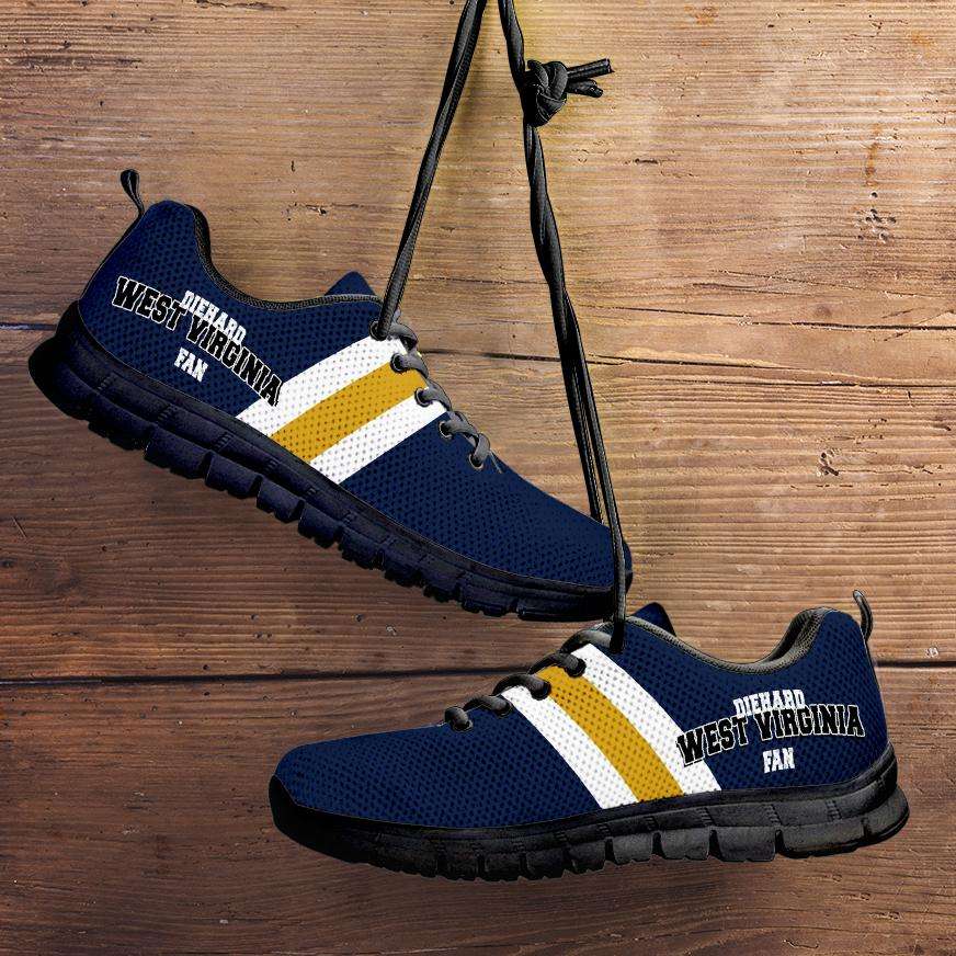 Designs by MyUtopia Shout Out:Diehard West Virginia Fan Running Shoes,Kid's / 11 CHILD (EU28) / Blue,Running Shoes