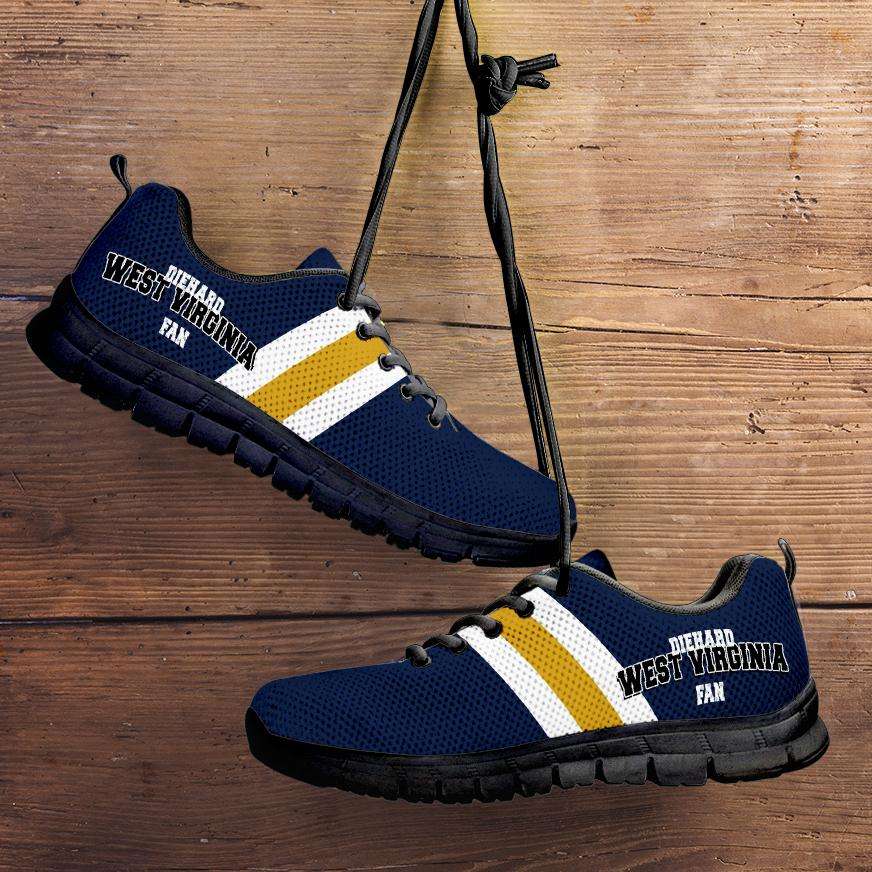 Designs by MyUtopia Shout Out:Diehard West Virginia Fan Running Shoes,Kid's / 11 CHILD (EU28) / Blue,Running Shoes