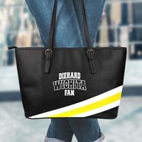 Load image into Gallery viewer, Designs by MyUtopia Shout Out:Diehard Wichita Fan Faux Leather Totebag Purse,Large (11 x 17 x 6) / Black/Yellow,tote bag purse
