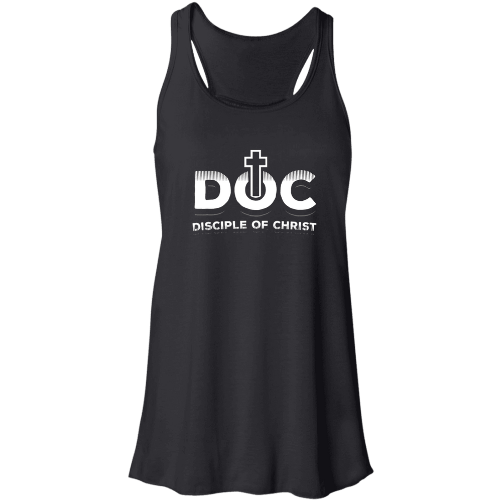 Designs by MyUtopia Shout Out:Disciple of Christ Flowy Racerback Tank,Black / X-Small,Tank Tops