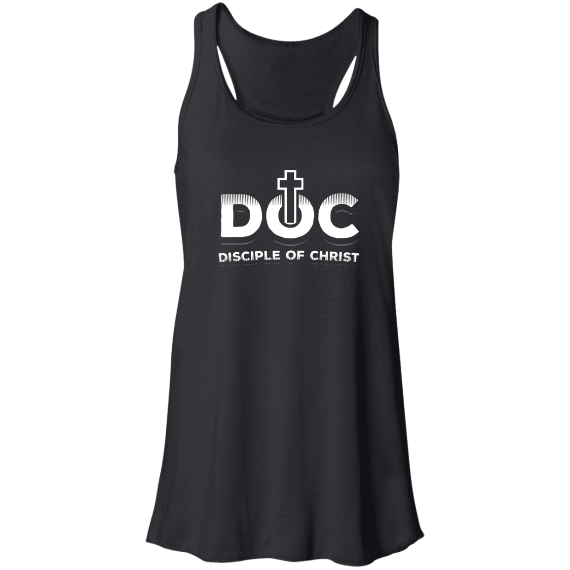 Designs by MyUtopia Shout Out:Disciple of Christ Flowy Racerback Tank,Black / X-Small,Tank Tops