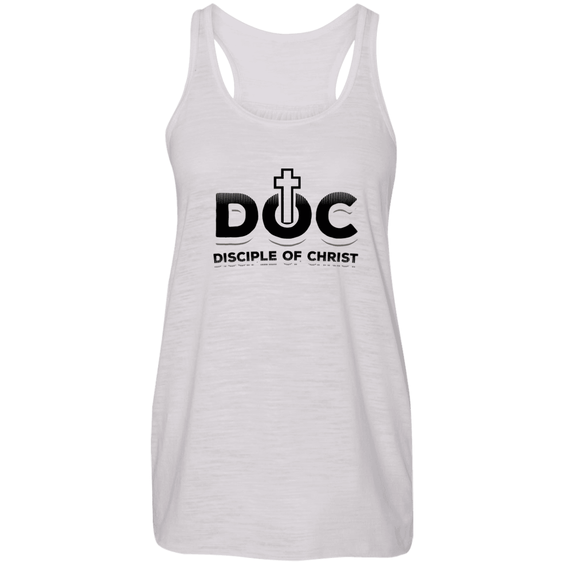 Designs by MyUtopia Shout Out:Disciple of Christ Ladies Flowy Racer-back Tank Top,Vintage White / X-Small,Tank Tops