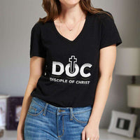 Load image into Gallery viewer, Designs by MyUtopia Shout Out:Disciple of Christ Ladies&#39; VNeck T-Shirt

