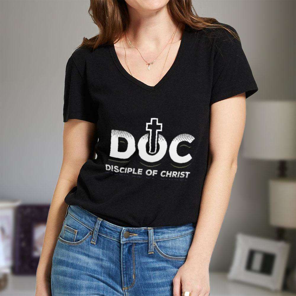 Designs by MyUtopia Shout Out:Disciple of Christ Ladies' VNeck T-Shirt