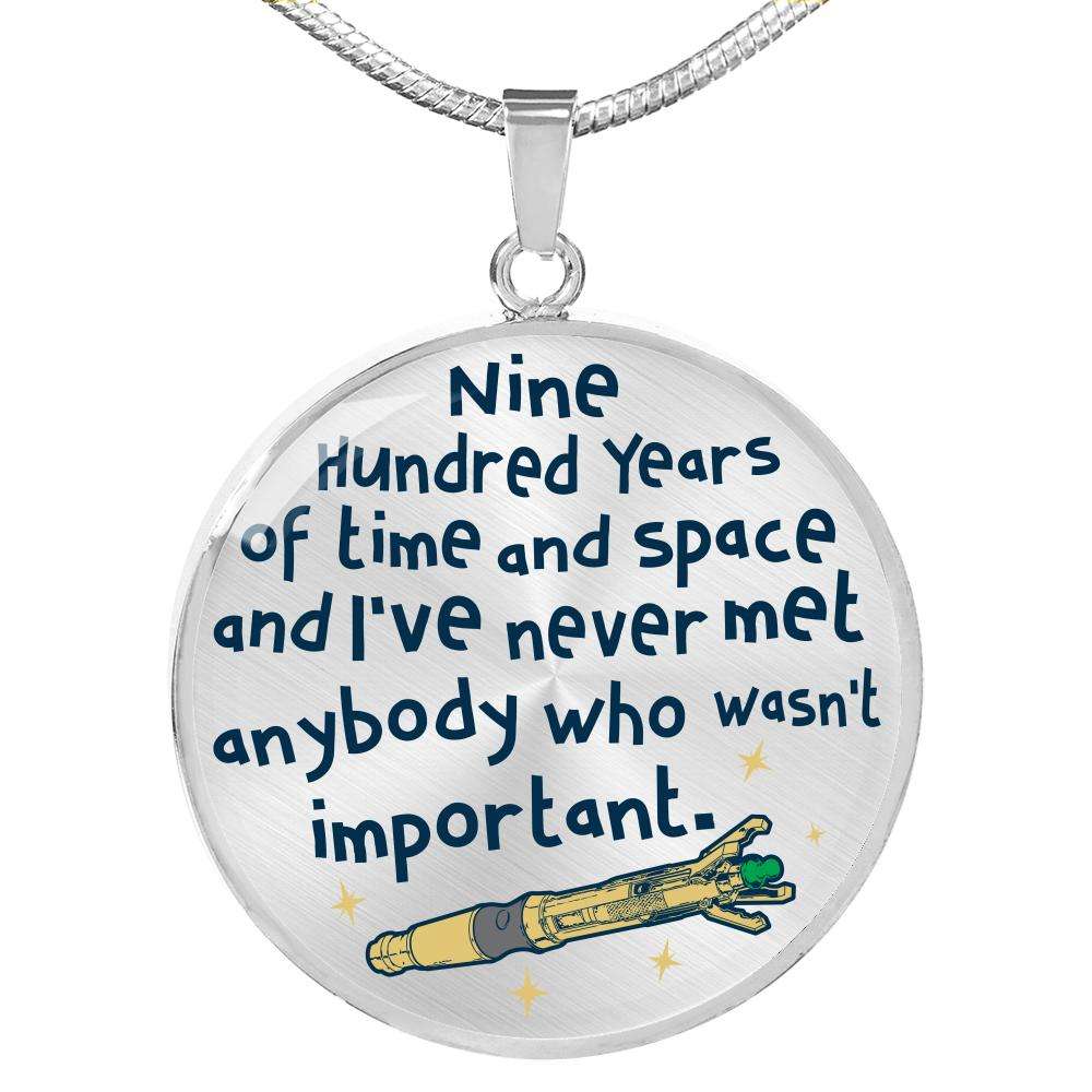 Designs by MyUtopia Shout Out:Doctor Who 11th Doctor Quote 900 Years of Time and Space Engravable Keepsake Round Pendant Necklace,316L Stainless Silver / No,Necklace