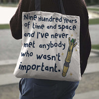 Load image into Gallery viewer, Designs by MyUtopia Shout Out:Doctor Who 900 Years of Time and Space Fabric Totebag Reusable Shopping Tote
