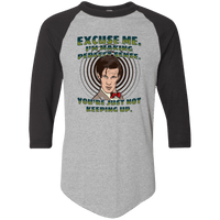 Load image into Gallery viewer, Designs by MyUtopia Shout Out:Doctor Who Quote I&#39;m Making Perfect Sense 3/4 Length Sleeve Color block Raglan Jersey T-Shirt,Athletic Heather/Black / S,Long Sleeve T-Shirts
