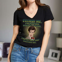 Load image into Gallery viewer, Designs by MyUtopia Shout Out:Doctor Who Quote I&#39;m Making Perfect Sense Ladies&#39; V-Neck T-Shirt,Black / S,Ladies T-Shirts
