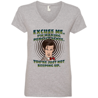 Load image into Gallery viewer, Designs by MyUtopia Shout Out:Doctor Who Quote I&#39;m Making Perfect Sense Ladies&#39; V-Neck T-Shirt,Heather Grey / S,Ladies T-Shirts
