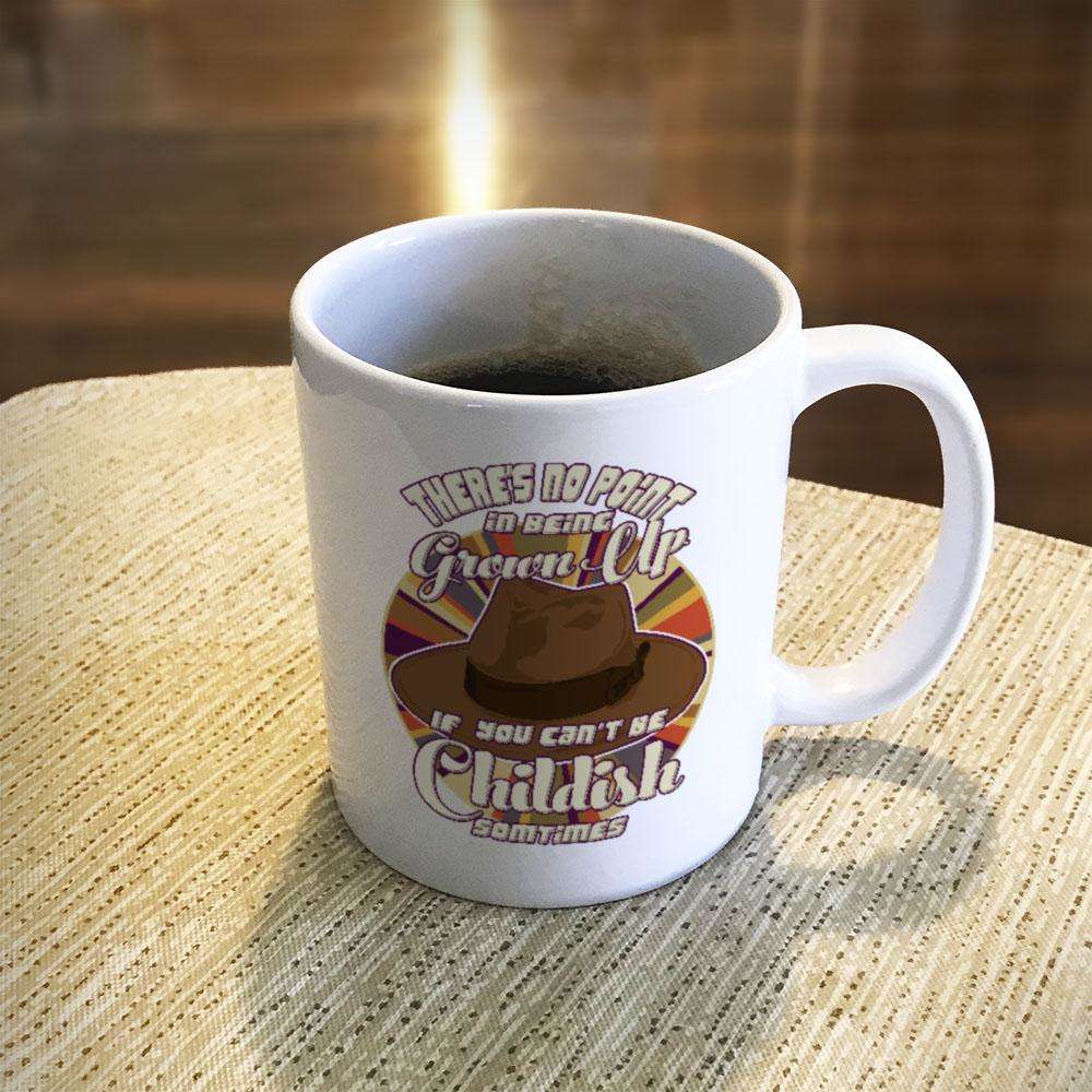 Designs by MyUtopia Shout Out:Doctor Who Quote No Point Being A Grown Up If You Can't Be Childish Ceramic Coffee Mug - White