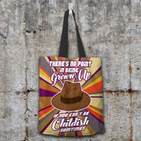 Load image into Gallery viewer, Designs by MyUtopia Shout Out:Doctor Who Quote No Point Being A Grown Up If You Can&#39;t Be Childish Fabric Totebag Reusable Shopping Tote

