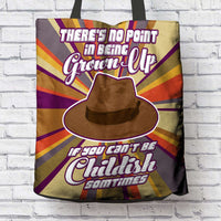 Load image into Gallery viewer, Designs by MyUtopia Shout Out:Doctor Who Quote No Point Being A Grown Up If You Can&#39;t Be Childish Fabric Totebag Reusable Shopping Tote
