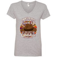 Load image into Gallery viewer, Designs by MyUtopia Shout Out:Doctor Who Quote No Point Being A Grown Up If You Can&#39;t Be Childish Ladies&#39; V-Neck T-Shirt,Heather Grey / S,Ladies T-Shirts
