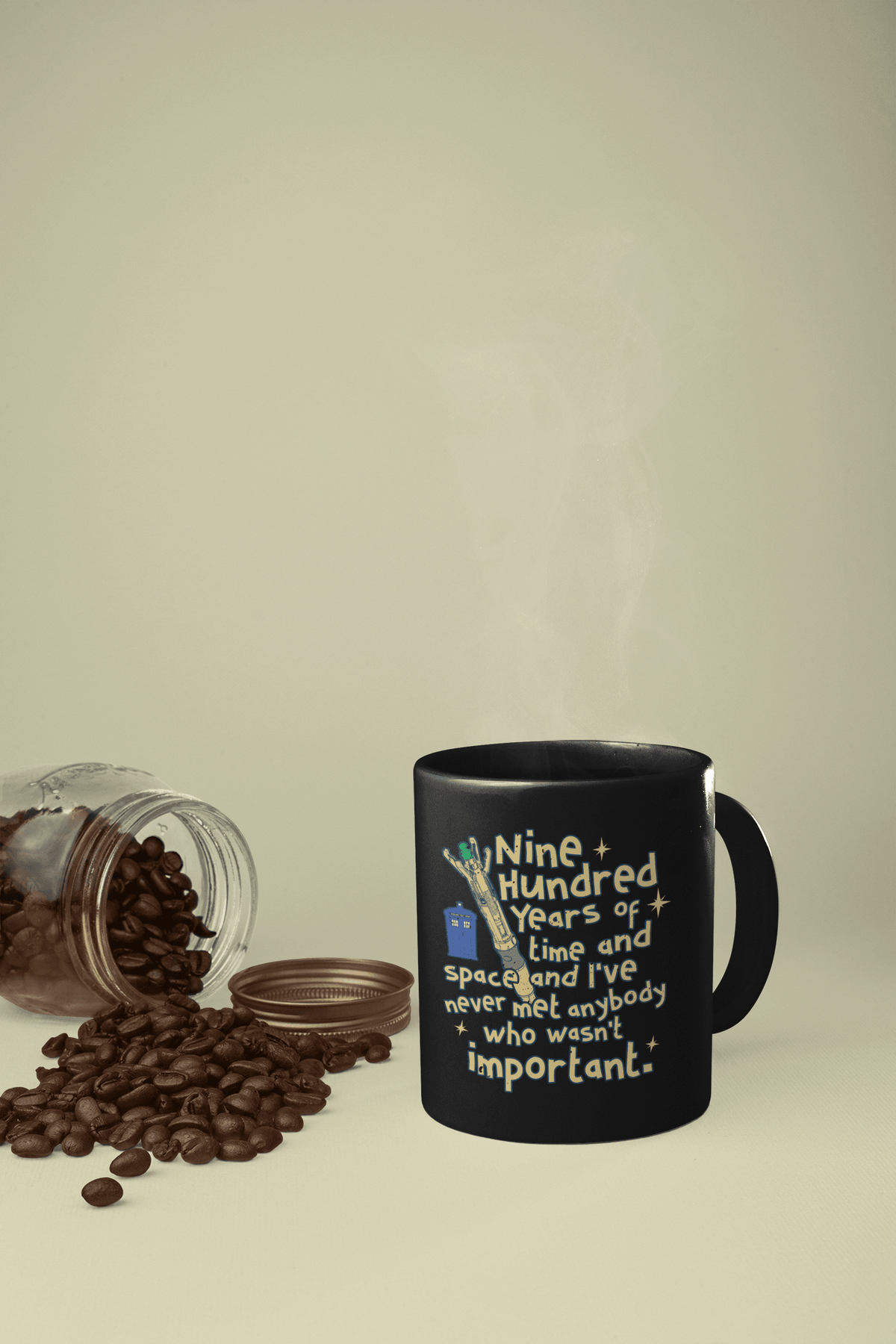 Designs by MyUtopia Shout Out:Doctor Who TARDIS 900 Years of Time and Space Ceramic Coffee Mug - Black,11 oz / Black,Ceramic Coffee Mug