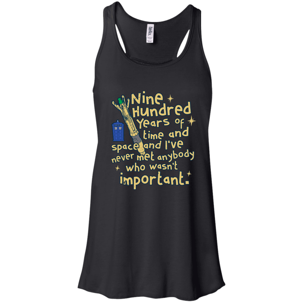 Designs by MyUtopia Shout Out:Doctor Who TARDIS 900 Years of Time and Space Ladies Canvas Flowy Racerback Tank,Black / X-Small,Tank Tops