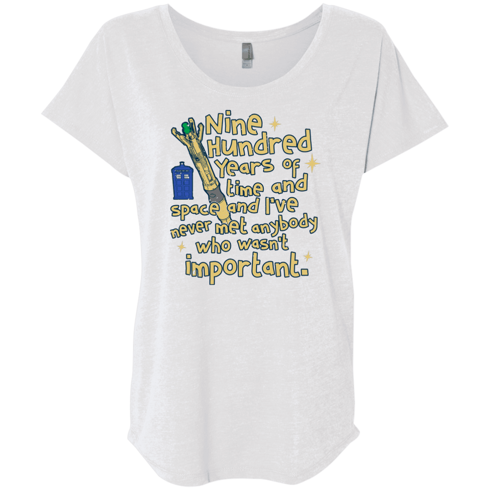 Designs by MyUtopia Shout Out:Doctor Who TARDIS 900 Years of Time and Space Ladies' Triblend Dolman Shirt,X-Small / Heather White,Ladies T-Shirts