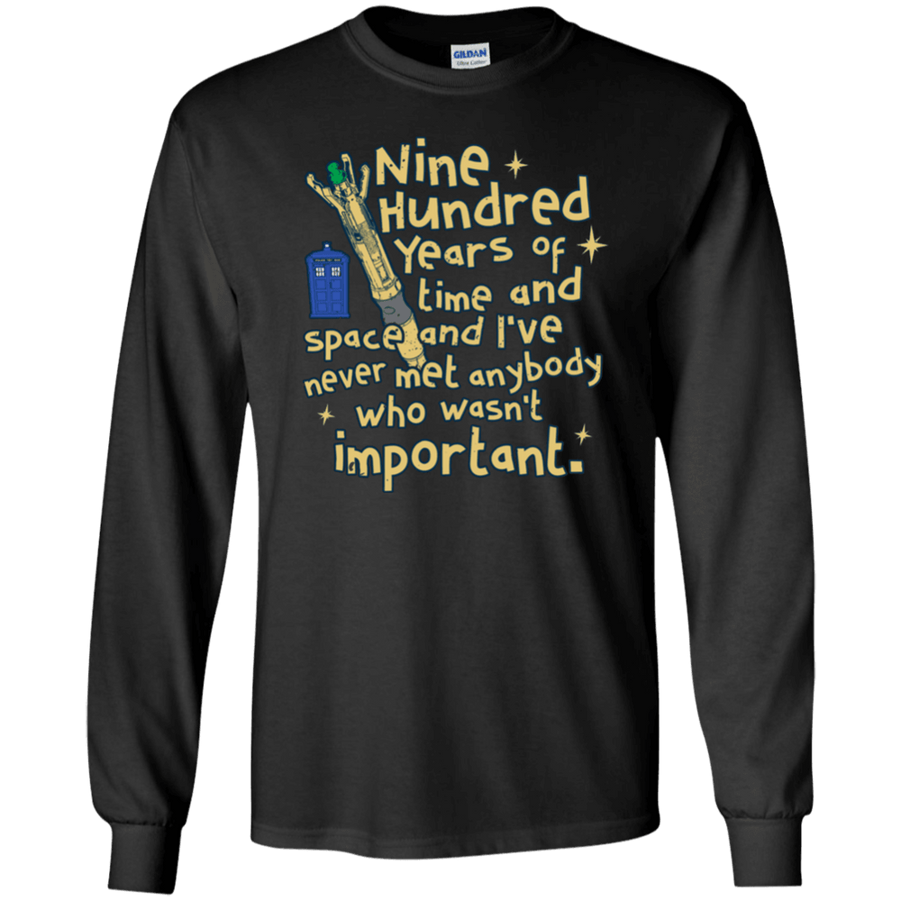 Designs by MyUtopia Shout Out:Doctor Who TARDIS 900 Years of Time and Space Long Sleeve Ultra Cotton T-Shirt,Black / S,Long Sleeve T-Shirts