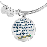 Load image into Gallery viewer, Designs by MyUtopia Shout Out:Doctor Who TARDIS 900 Years of Time and Space Personalized Engravable Keepsake Bangle Bracelet
