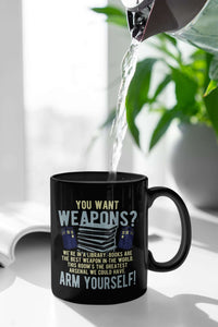 Load image into Gallery viewer, Designs by MyUtopia Shout Out:Doctor Who TARDIS Books Are The Best Weapon Ceramic Coffee Mug - Black,11 oz / Black,Ceramic Coffee Mug
