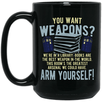 Load image into Gallery viewer, Designs by MyUtopia Shout Out:Doctor Who TARDIS Books Are The Best Weapon Ceramic Coffee Mug - Black,15 oz / Black,Ceramic Coffee Mug
