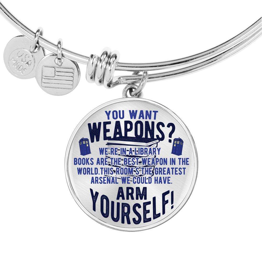 Designs by MyUtopia Shout Out:Doctor Who TARDIS Books Are The Best Weapon Personalized Engravable Keepsake Bangle Bracelet