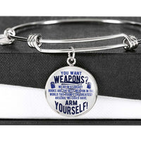 Load image into Gallery viewer, Designs by MyUtopia Shout Out:Doctor Who TARDIS Books Are The Best Weapon Personalized Engravable Keepsake Bangle Bracelet,316L Stainless Steel / No,Bracelets
