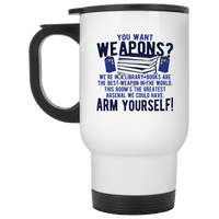 Load image into Gallery viewer, Designs by MyUtopia Shout Out:Doctor Who TARDIS Books Are The Best Weapon Travel Mug
