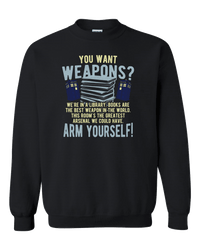 Load image into Gallery viewer, Designs by MyUtopia Shout Out:Doctor Who TARDIS Books Are The Best Weapon Unisex Adult Crewneck Sweat Shirt,S / Black,Sweatshirts
