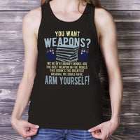 Load image into Gallery viewer, Designs by MyUtopia Shout Out:Doctor Who TARDIS Books Are The Best Weapon Unisex Tank
