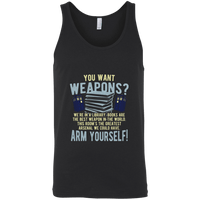 Load image into Gallery viewer, Designs by MyUtopia Shout Out:Doctor Who TARDIS Books Are The Best Weapon Unisex Tank,X-Small / Black,Tank Tops
