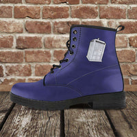 Load image into Gallery viewer, Designs by MyUtopia Shout Out:Doctor Who&#39;s TARDIS inspired Faux Leather 7 Eye Lace-up Boots,Men&#39;s / Mens US5 (EU38) / Navy Blue,Lace-up Boots
