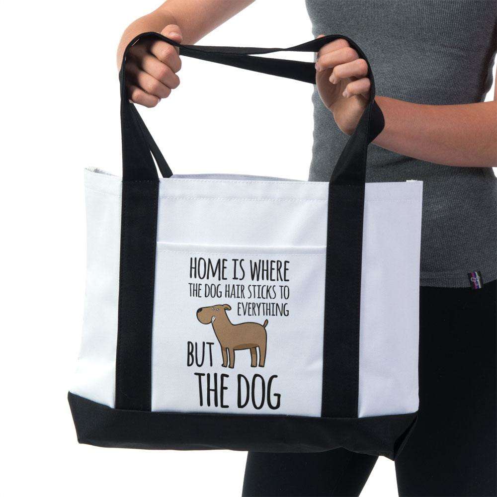 Designs by MyUtopia Shout Out:Dog Hair at Home Canvas Totebag Gym / Beach / Pool Gear Bag