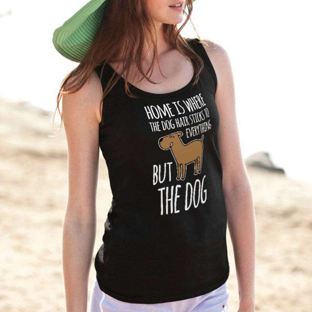 Designs by MyUtopia Shout Out:Dog Hair at Home Canvas Unisex Tank
