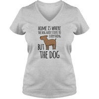 Load image into Gallery viewer, Designs by MyUtopia Shout Out:Dog Hair at Home Ladies&#39; V-Neck T-Shirt,Sport Grey / S,Ladies T-Shirts
