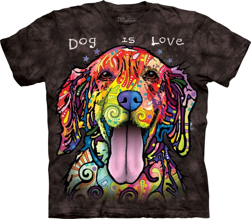 Designs by MyUtopia Shout Out:Dog is Love Dean Russo Art Printed by The Mountain Tee Shirt,Short Sleeve / Small / Black,Adult Unisex T-Shirt
