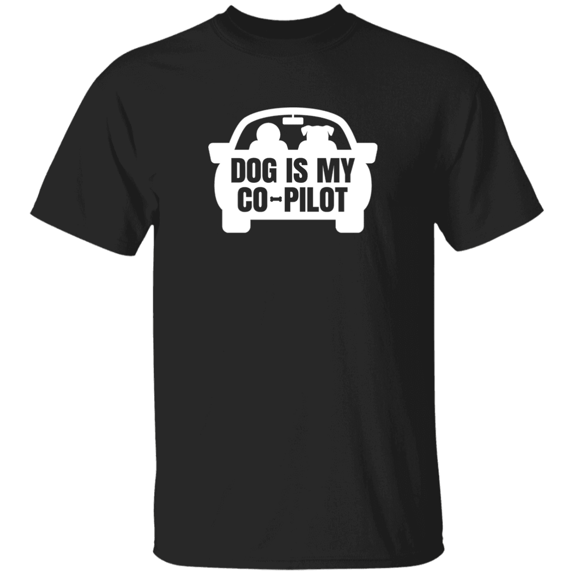 Designs by MyUtopia Shout Out:Dog is my Co-pilot 100% cotton Unisex T-Shirt Special Offer,Black / S,Adult Unisex T-Shirt