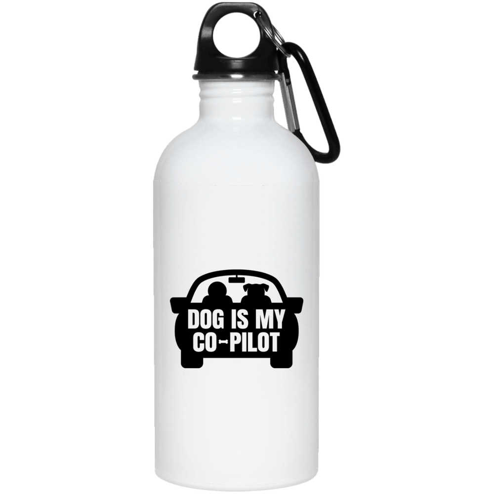 Designs by MyUtopia Shout Out:Dog is My Co-Pilot 20 oz. Stainless Steel Water Bottle,White / One Size,Water Bottles