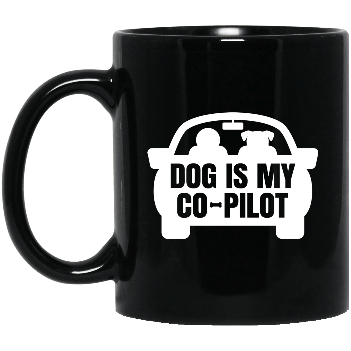 Designs by MyUtopia Shout Out:Dog is My Co-Pilot Ceramic Coffee Mug - Black,11 oz / Black,Ceramic Coffee Mug
