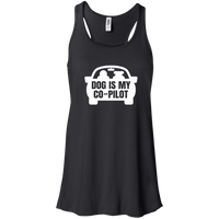 Load image into Gallery viewer, Designs by MyUtopia Shout Out:Dog is My Co-Pilot Flowy Racerback Tank Top,X-Small / Black,Tank Tops
