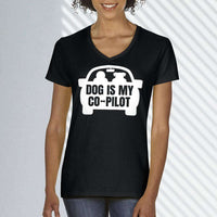 Load image into Gallery viewer, Designs by MyUtopia Shout Out:Dog is My Co-Pilot Ladies&#39; V-Neck T-Shirt
