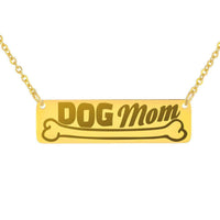 Load image into Gallery viewer, Designs by MyUtopia Shout Out:Dog Mom Engraved Personalized Horizontal Bar Necklace,18K Gold Over Stainless Steel / No,Necklace
