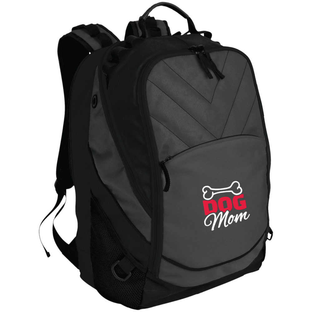 Designs by MyUtopia Shout Out:Dog Mom with Bone Embroidered Port Authority Laptop Computer Backpack