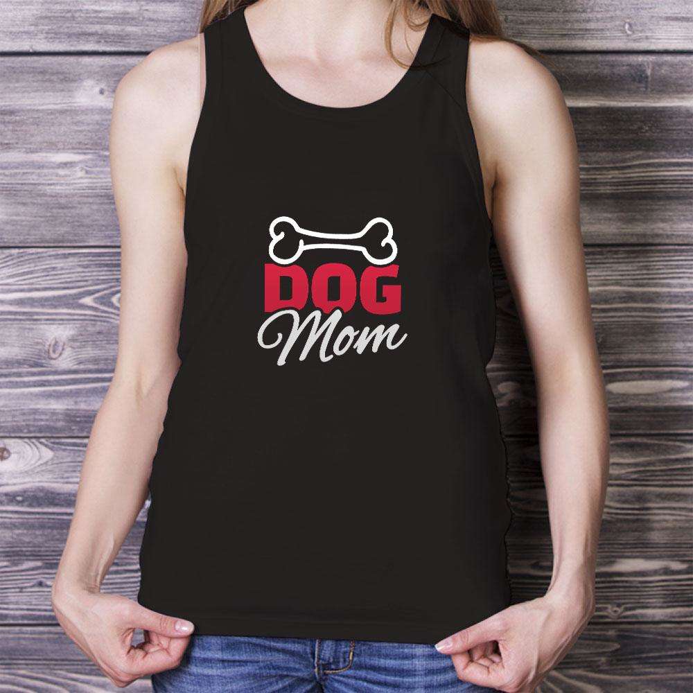 Designs by MyUtopia Shout Out:Dog Mom with Bone Flowy Racerback Tank