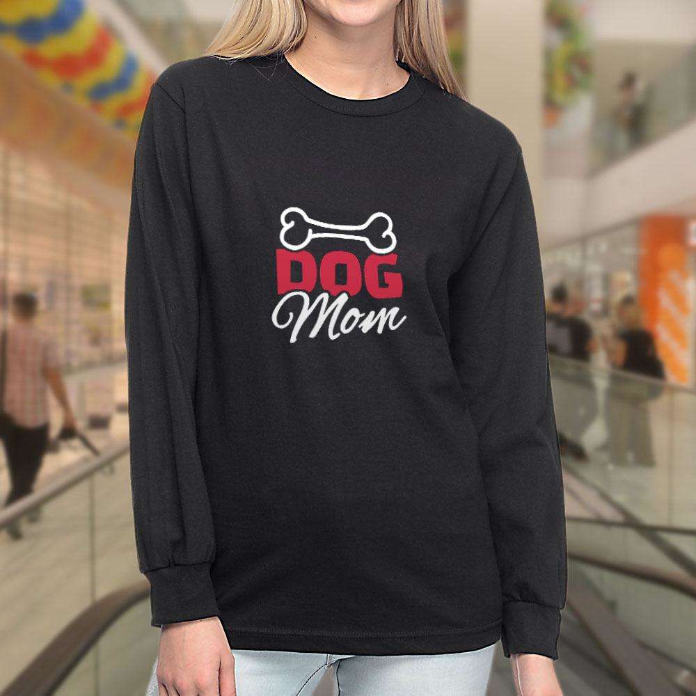 Designs by MyUtopia Shout Out:Dog Mom with Bone Ultra Cotton Unisex Long Sleeve T-Shirt