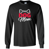 Load image into Gallery viewer, Designs by MyUtopia Shout Out:Dog Mom with Bone Ultra Cotton Unisex Long Sleeve T-Shirt,Dog Mom - Small / Black,Long Sleeve T-Shirts
