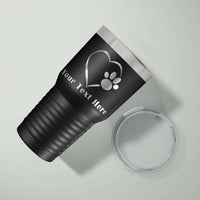 Load image into Gallery viewer, Designs by MyUtopia Shout Out:Dog Paw Prints On My Heart Personalized Laser Engraved 30 Oz Stainless Steel Drink Tumbler,Black,Polar Camel Tumbler
