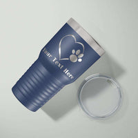 Load image into Gallery viewer, Designs by MyUtopia Shout Out:Dog Paw Prints On My Heart Personalized Laser Engraved 30 Oz Stainless Steel Drink Tumbler,Navy Blue,Polar Camel Tumbler
