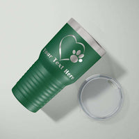 Load image into Gallery viewer, Designs by MyUtopia Shout Out:Dog Paw Prints On My Heart Personalized Laser Engraved 30 Oz Stainless Steel Drink Tumbler,Green,Polar Camel Tumbler
